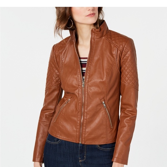 Guess Front Zip Faux-Leather Jacket NEW WITH TAGS - Picture 3 of 4